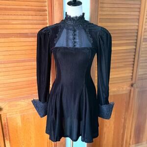 Dark In Love Gothic Victorian Lolita The Netherworld Black Velveteen Dress